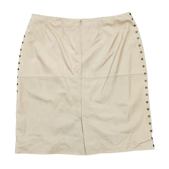 Beige Studded Leather Skirt Plus Size 1X Pamela McCoy Collections Stud Detail - Picture 5 of 5